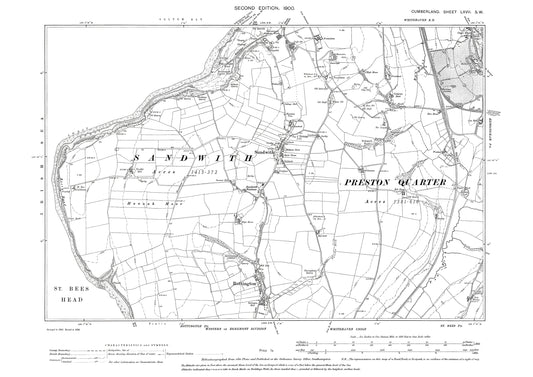 Old OS map dated 1900, showing Rottington, Sandwith in Cumberland - 67SW