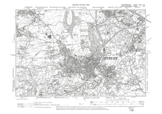 Dudley (Worcestershire), Tipton Green (south), Upper and Lower Gornal (parts), old map Staffs 1904: 67SE