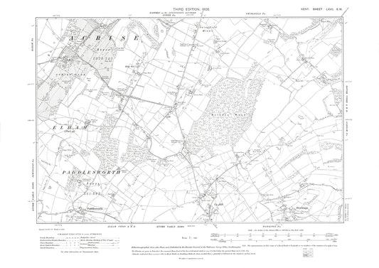 Paddlesworth, Hawkinge, old map Kent 1908: 67SW