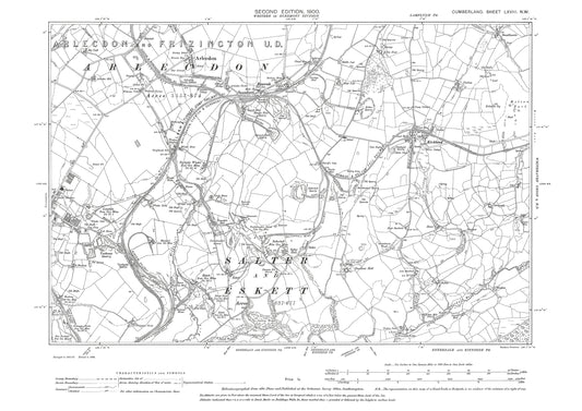 Old OS map dated 1900, showing Frizington (east), Arlecdon, Kirkland, Rowrah in Cumberland - 68NW