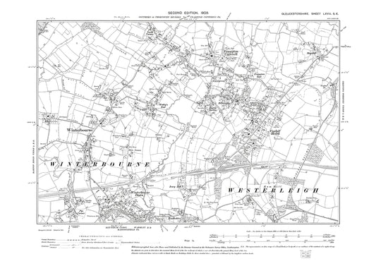 Old OS map dated 1903, showing Frampton Cotterell, Coalpit Heath, Winterbourne, Winterbourne Down in Gloucestershire - 68SE