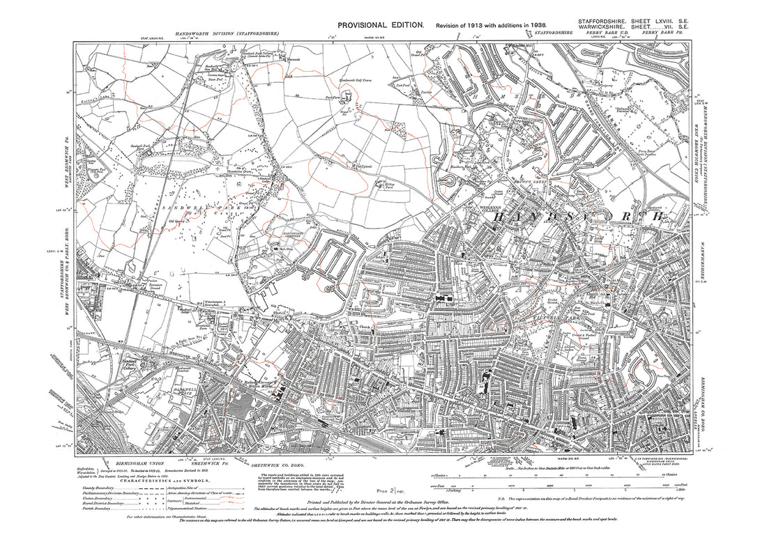 Birmingham Handsworth, Smethwick (north), Hamstead, old map Staffs 190 ...