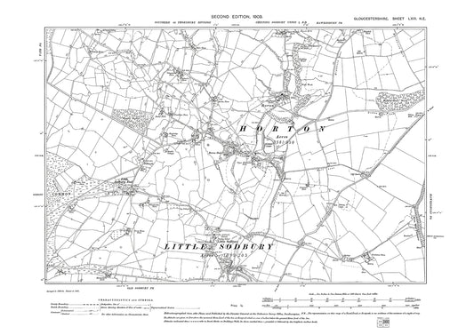 Old OS map dated 1903, showing Horton, Little Sodbury in Gloucestershire - 69NE