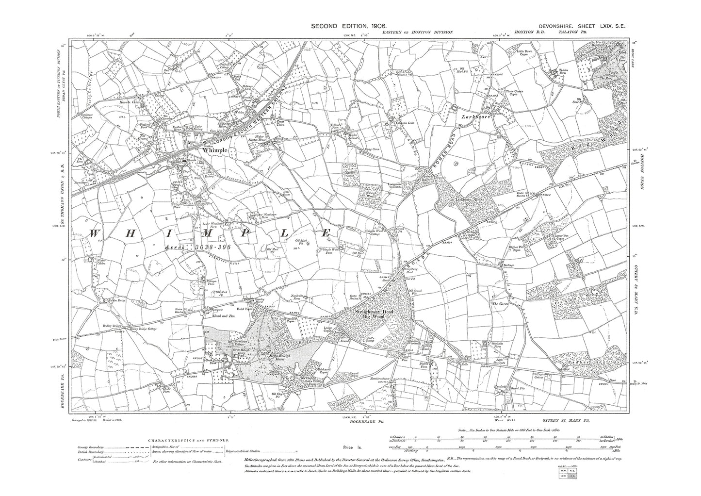 Whimple, Old Map Devon 1906: 69SE
