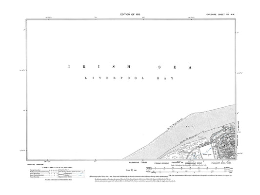 Old OS map dated 1913, showing New Brighton (west) in Cheshire 7NW