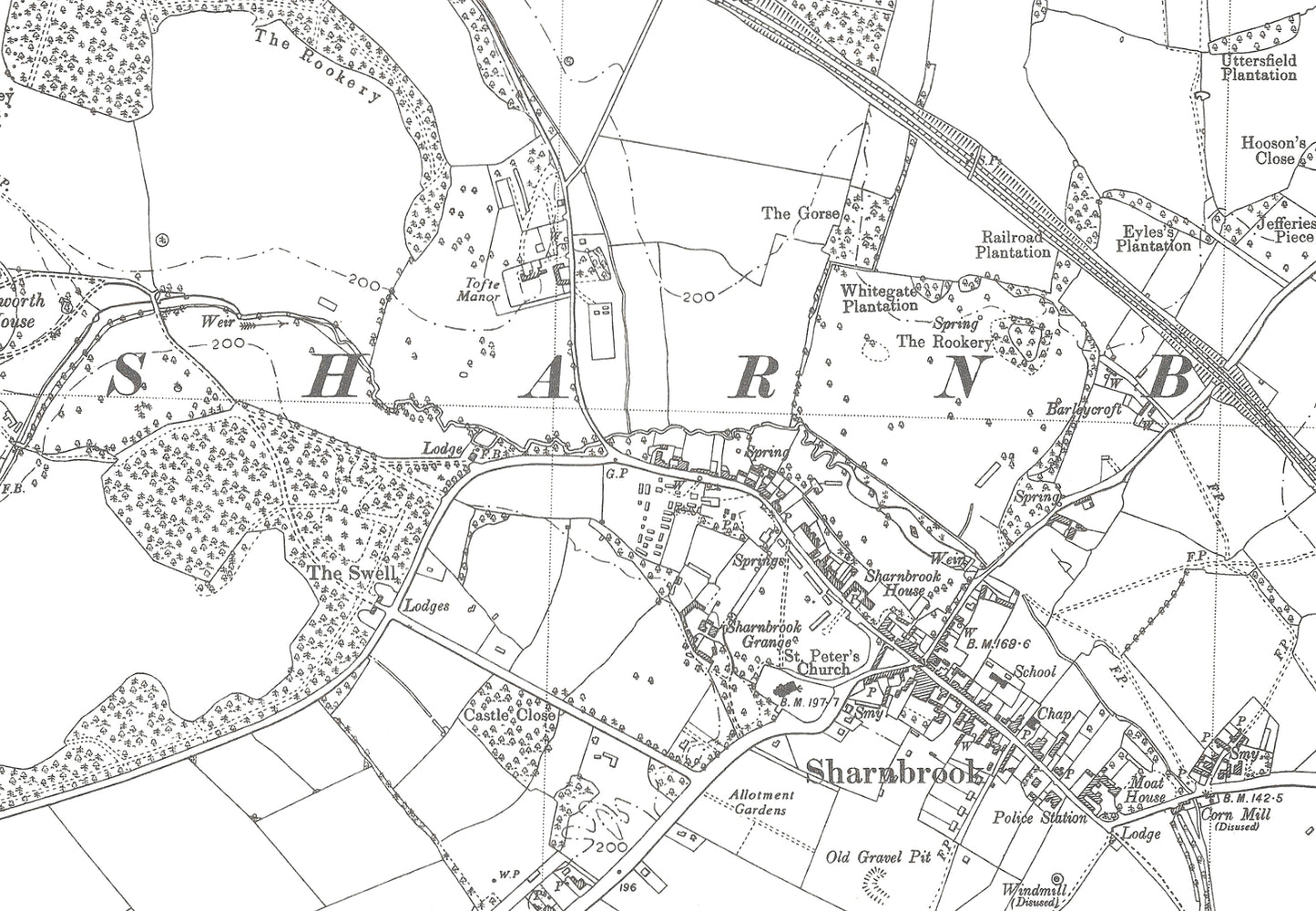 A 1950 map showing Sharnbrook and Souldrop in Bedfordshire - A Digital Download 0f OS 1:10560 scale map, Beds 7NW