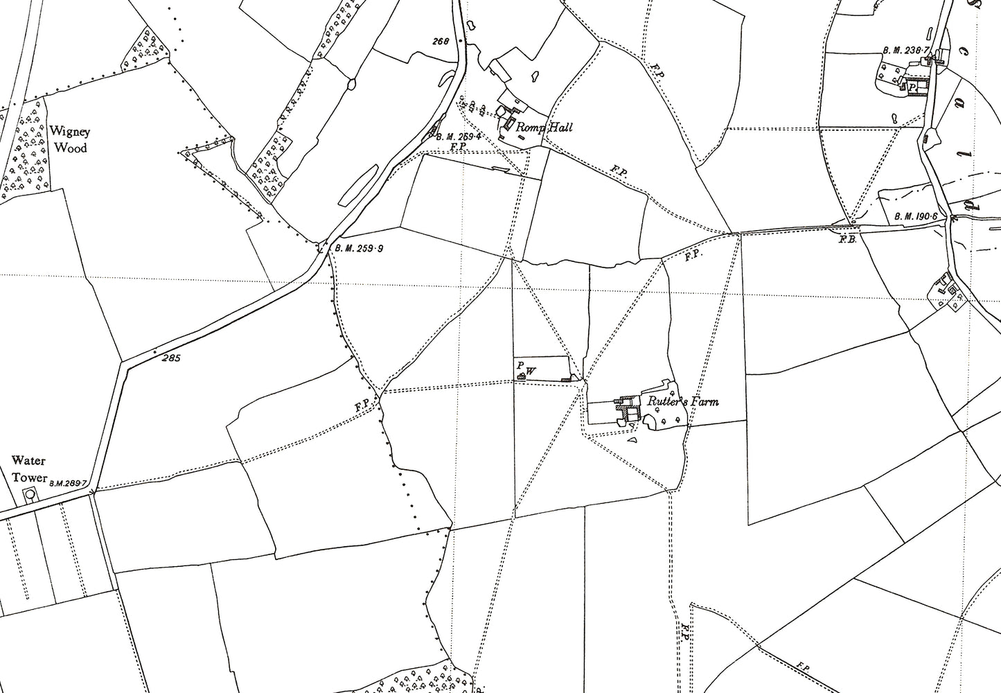 A 1950 map showing Milton Ernest (east), Bletsoe and Thurleigh in Bedfordshire - A Digital Download 0f OS 1:10560 scale map, Beds 7SE