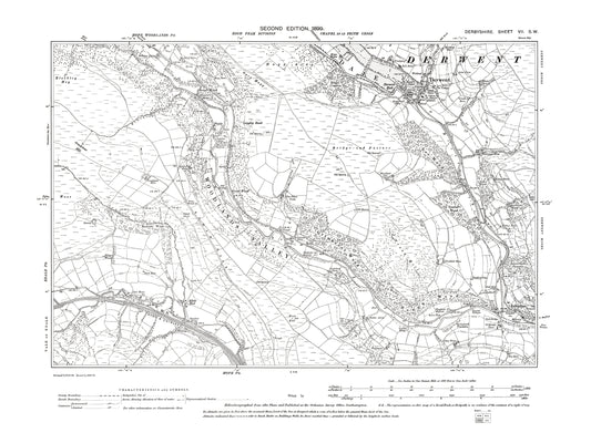 Old OS map dated 1899, showing Derwent, Ashopton in Derbyshire 7SW