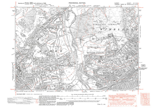 Wimbledon, Coombe, Kingston Vale old map Surrey 1938: 7SW