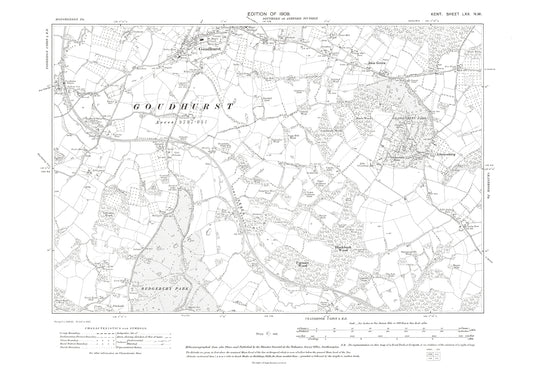 Goudhurst, old map Kent 1909: 70NW
