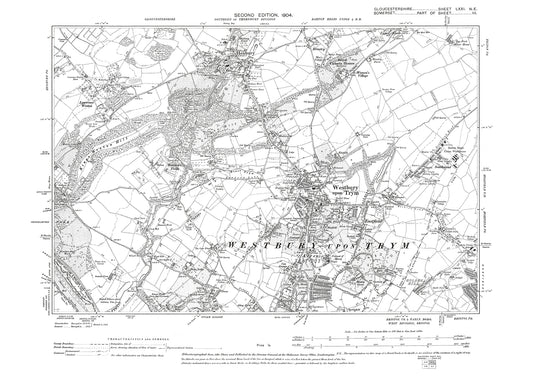 Old OS map dated 1903, showing Westbury upon Trym, Henbury in Gloucestershire - 71NE