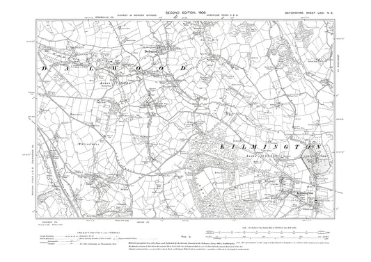 Kilmington, Dalwood, Old Map Devon 1906: 71NE