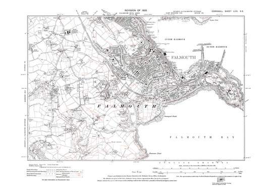 Falmouth, Budock Water, old map Cornwall 1933: 71SE