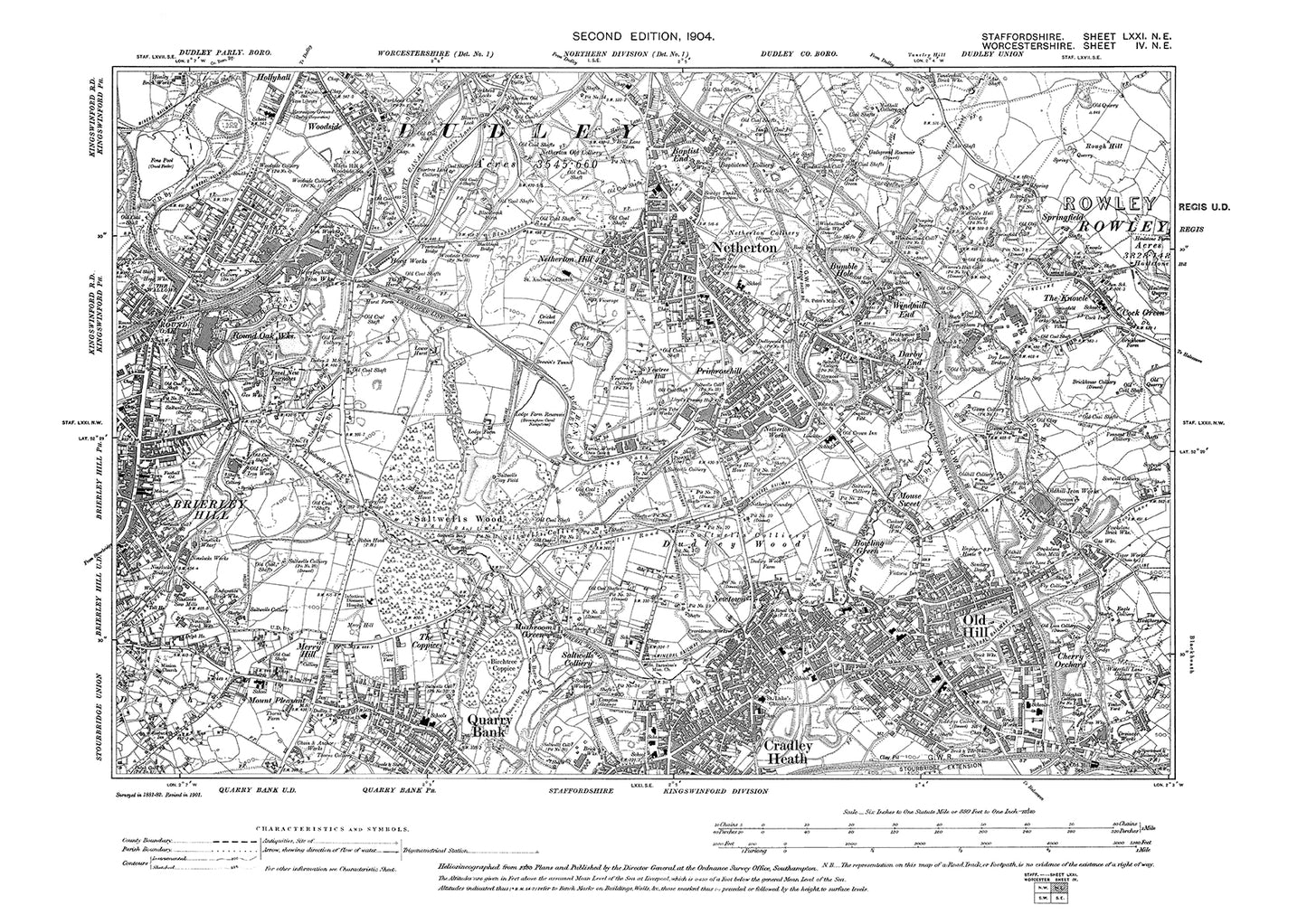 Dudley (south), Netherton, Brierley Hill, old map Staffs 1921: 71NE