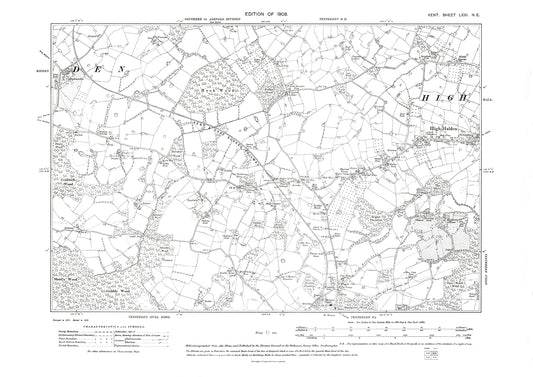 Biddenden, High Halden, old map Kent 1908: 71NE