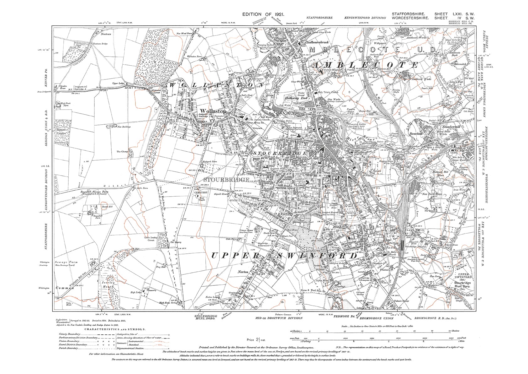 Coalbournebrook, Holloway End, Amblecote, old map Staffs 1921: 71SW ...