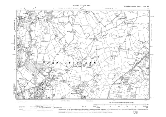 Old OS map dated 1904, showing Bristol Frenchay, Downend, Staple Hill, Mangotsfield in Gloucestershire - 72NE