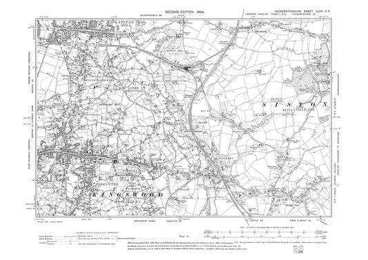 Old OS map dated 1904, showing Bristol Fishponds, Kingswood, Warmley in Gloucestershire - 72SE