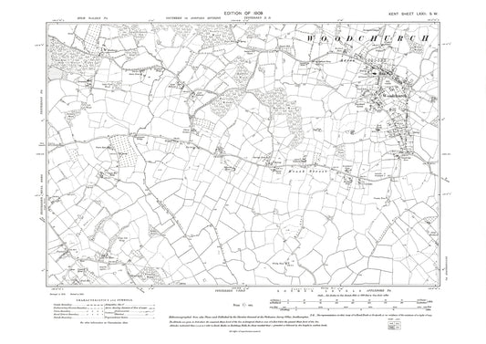 Woodchurch, old map Kent 1909: 72SW