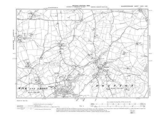 Old OS map dated 1904, showing Doynton, Naishcoombe Hill in Gloucestershire - 73SW