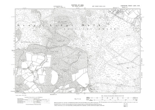 Old OS map dated 1909, showing Dibden Purlieu in Hampshire - 73SW