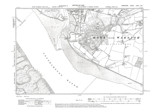 Old OS map dated 1909, showing Warsash in Hampshire - 74SW