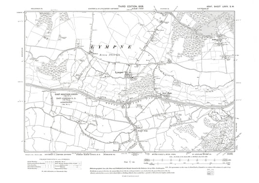 Lympne, old map Kent 1908: 74SW