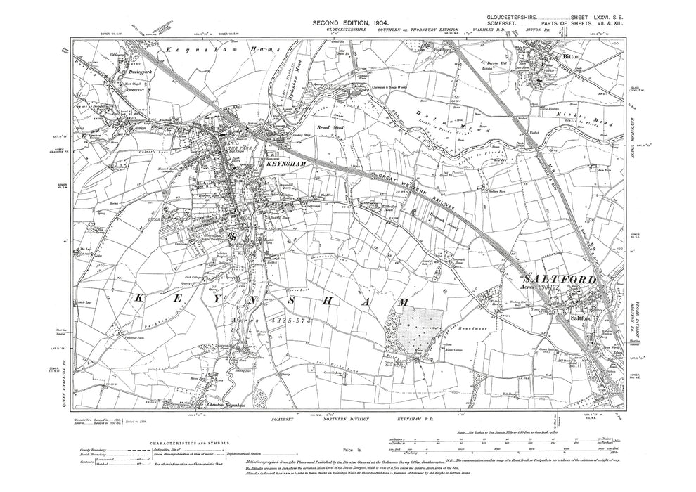 Old OS map dated 1904, showing Bitton in Gloucestershire - 76SE – Old ...