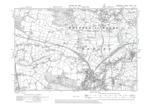 Chorley (north), Whittle le Woods (south) - Lancashire in 1912 : 77NE