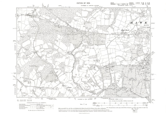 Hawkhurst, old map Kent 1909: 78NW-SW