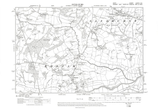 Sandhurst, old map Kent 1910: 78SE