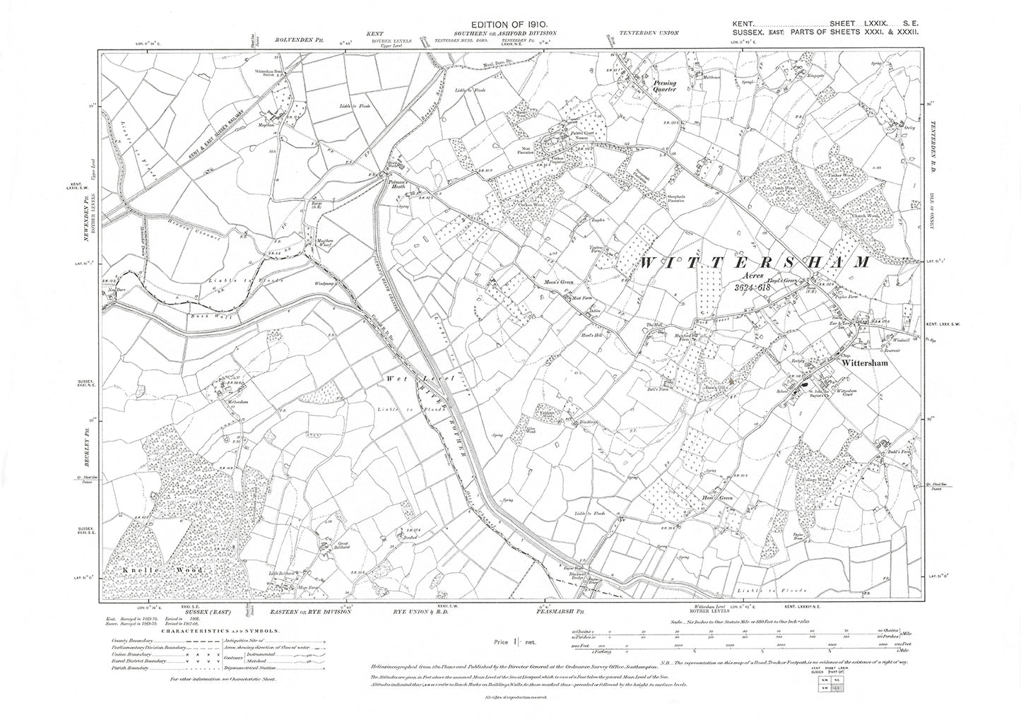 Wittersham, old map Kent 1910: 79SE