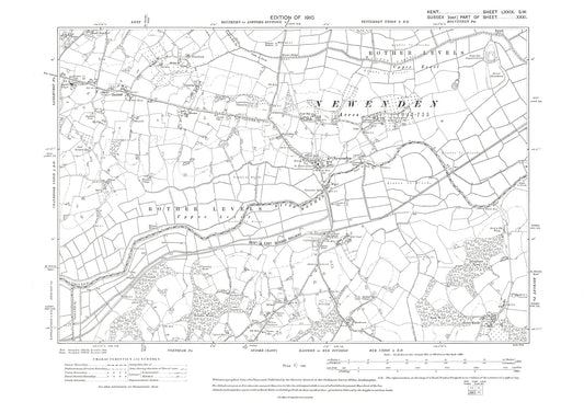 Newenden, old map Kent 1910: 79SW