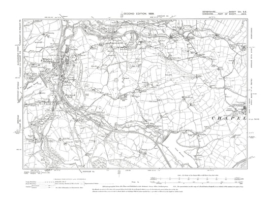 Old OS map dated 1899, showing Bugsworth, Whaley Bridge in Derbyshire 8SE
