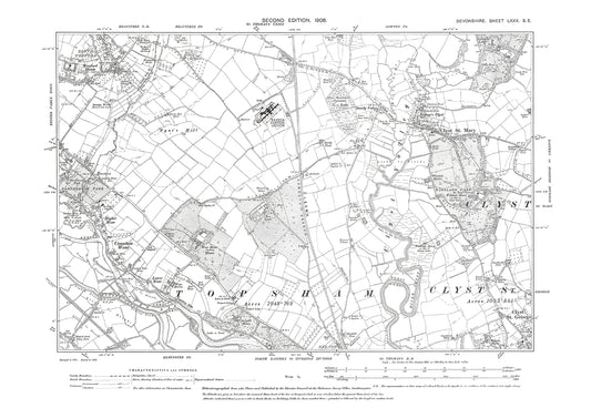 South Wonford, Clyst St Mary, Clyst St George, Old Map Devon 1906: 80SE