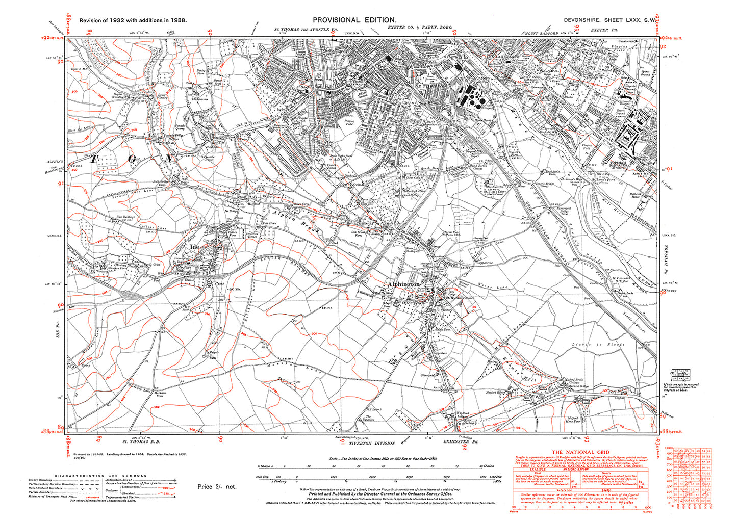 Exeter (south), Alphington, Ide, Old Map Devon 1938: 80SW