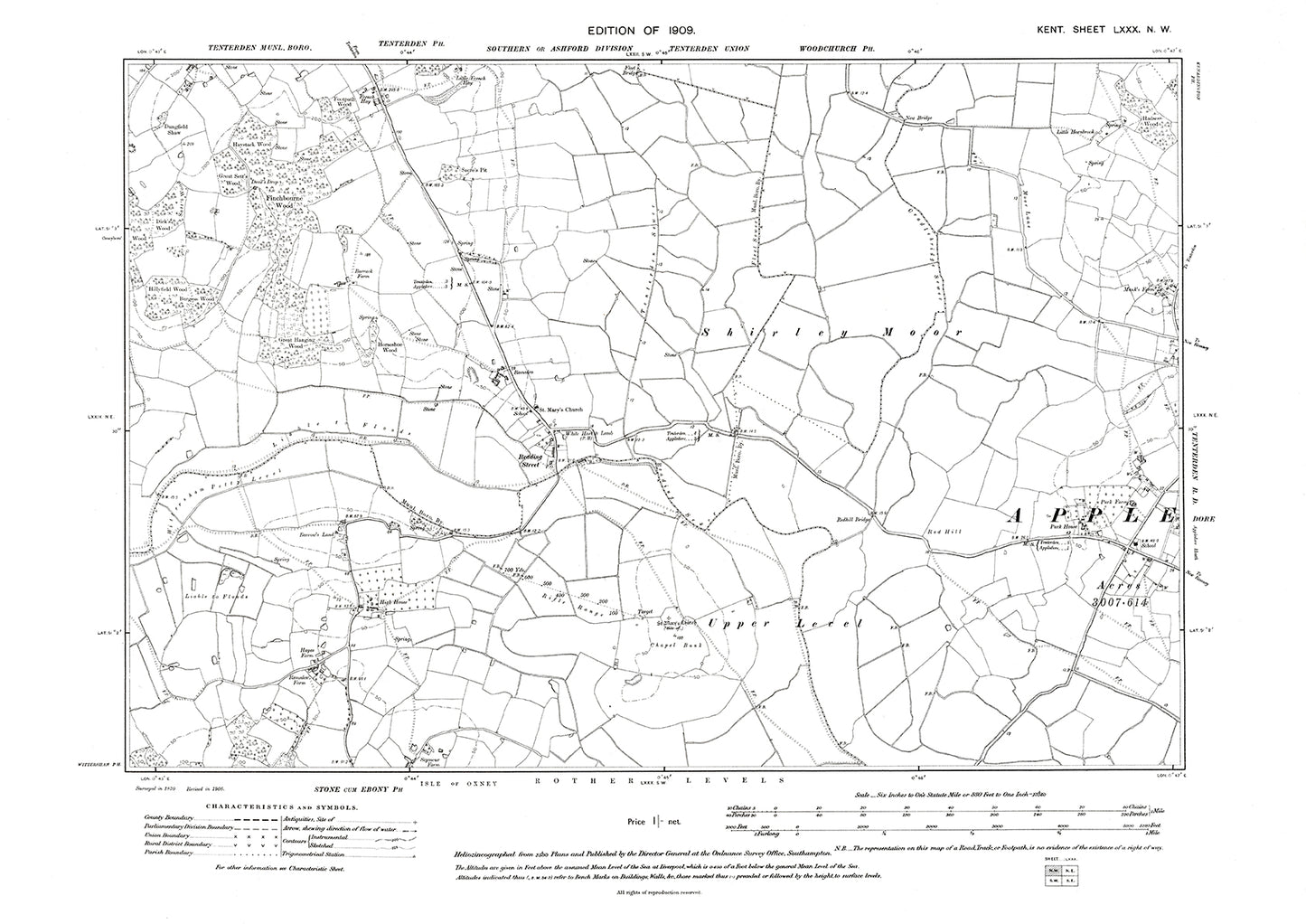 Snave, old map Kent 1908: 80NW