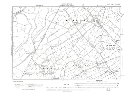 Snargate, old map Kent 1908: 80SE