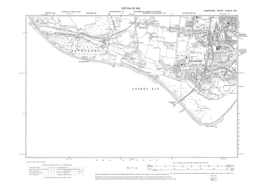 Old OS map dated 1910, showing Alverstoke in Hampshire - 83SW