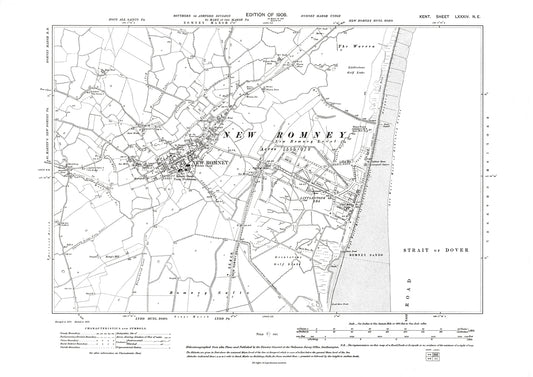 New Romney, old map Kent 1908: 84NE