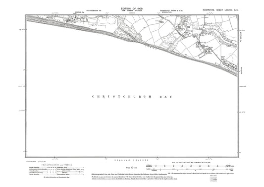 Old OS map dated 1909, showing Barton, Hordle Cliff in Hampshire - 87SE