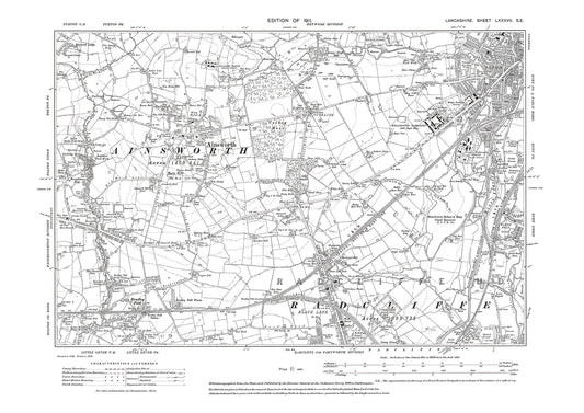 Ainsworth, Radcliffe (north), Bury (west) - Lancashire in 1911 : 87SE