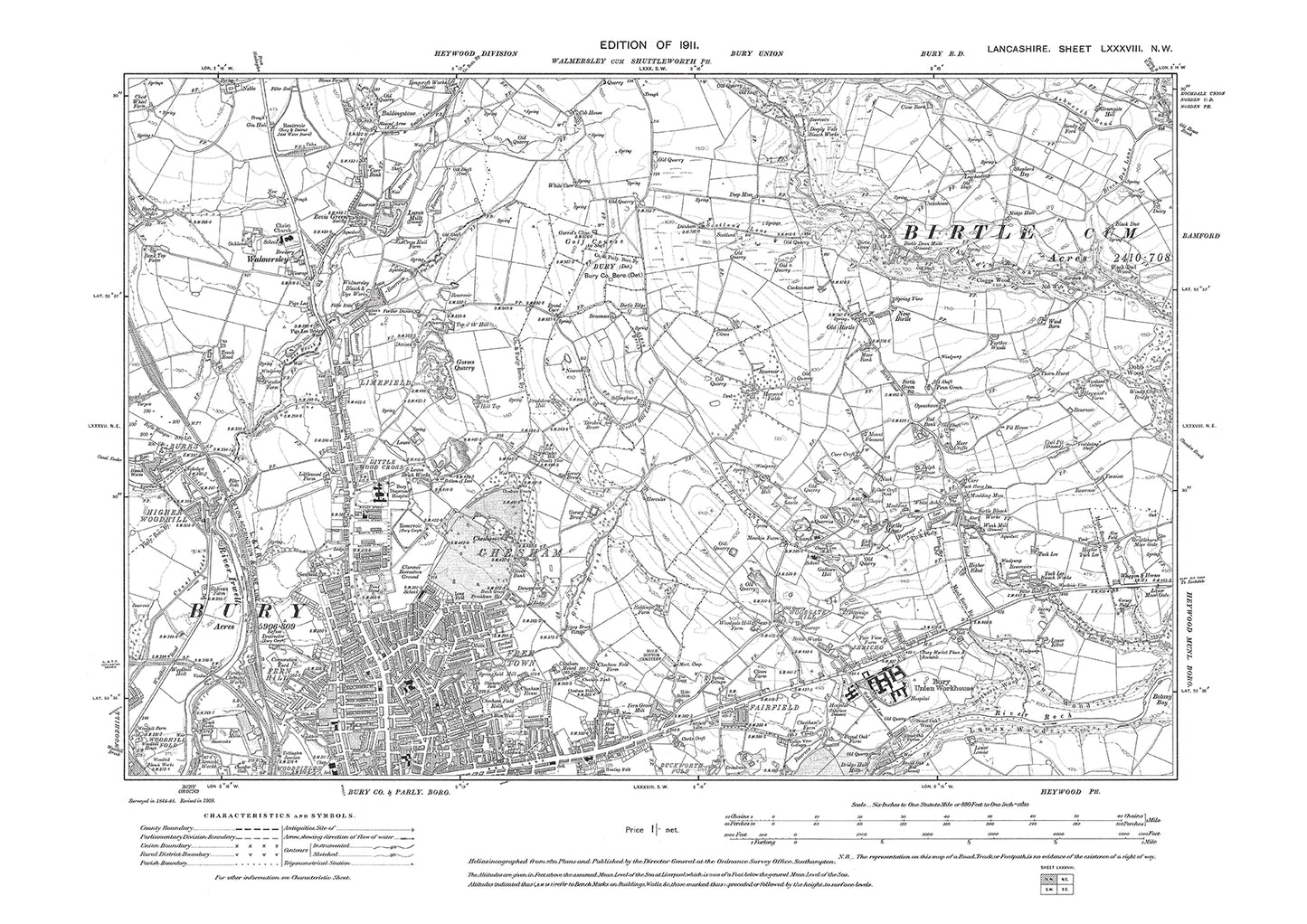 Bury (north) - Lancashire in 1911 : 88NW