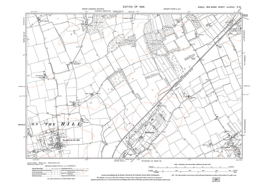 Old OS map dated 1924, showing Horndon on the Hill, Balstonia and Corringham (northwest) in Essex - 89NW