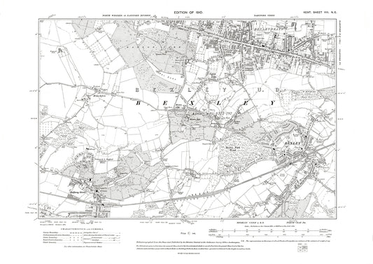 Bexley Heath, Bexley, Halfway Street, old map Kent 1910: 8NE