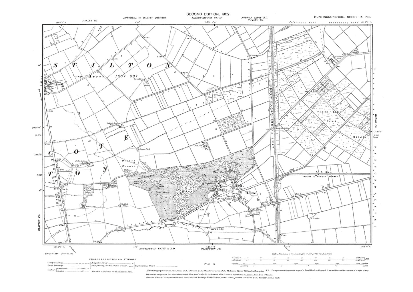 Holme, Stilton (east) - Huntingdonshire in 1902 : 9NE