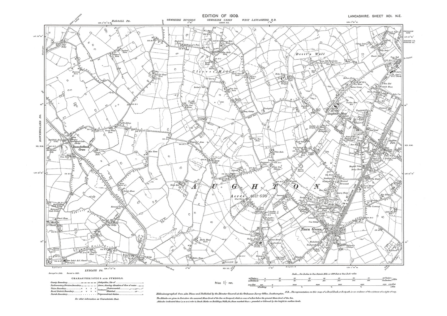 Aughton (north) - Lancashire in 1909 : 91NE