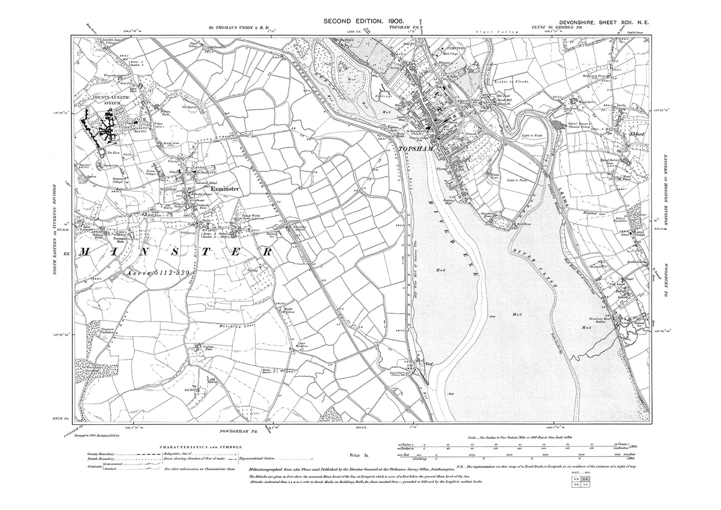 Exminster, Topsham, Old Map Devon 1906: 92NE