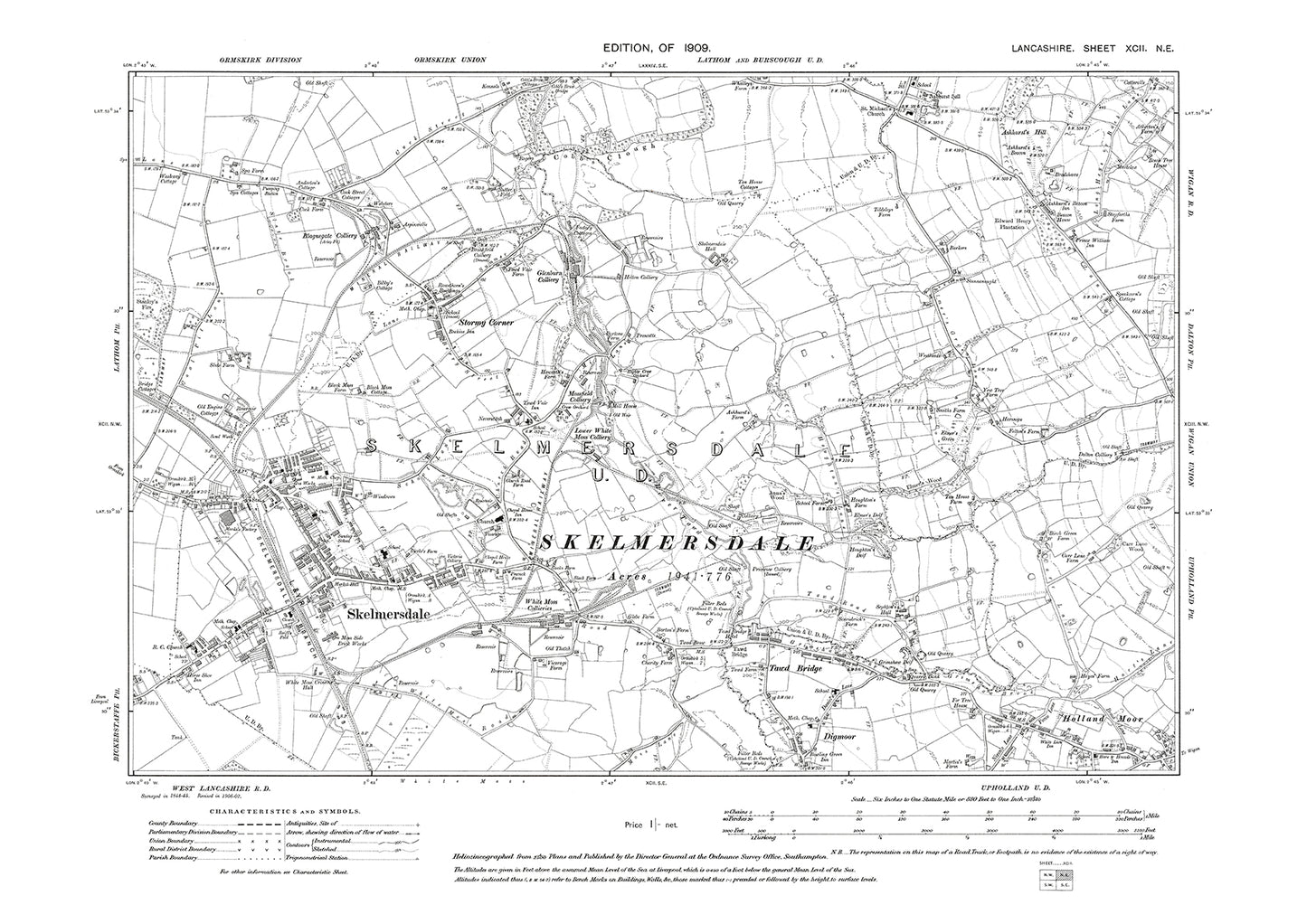 Skelmersdale - Lancashire in 1909 : 92NE