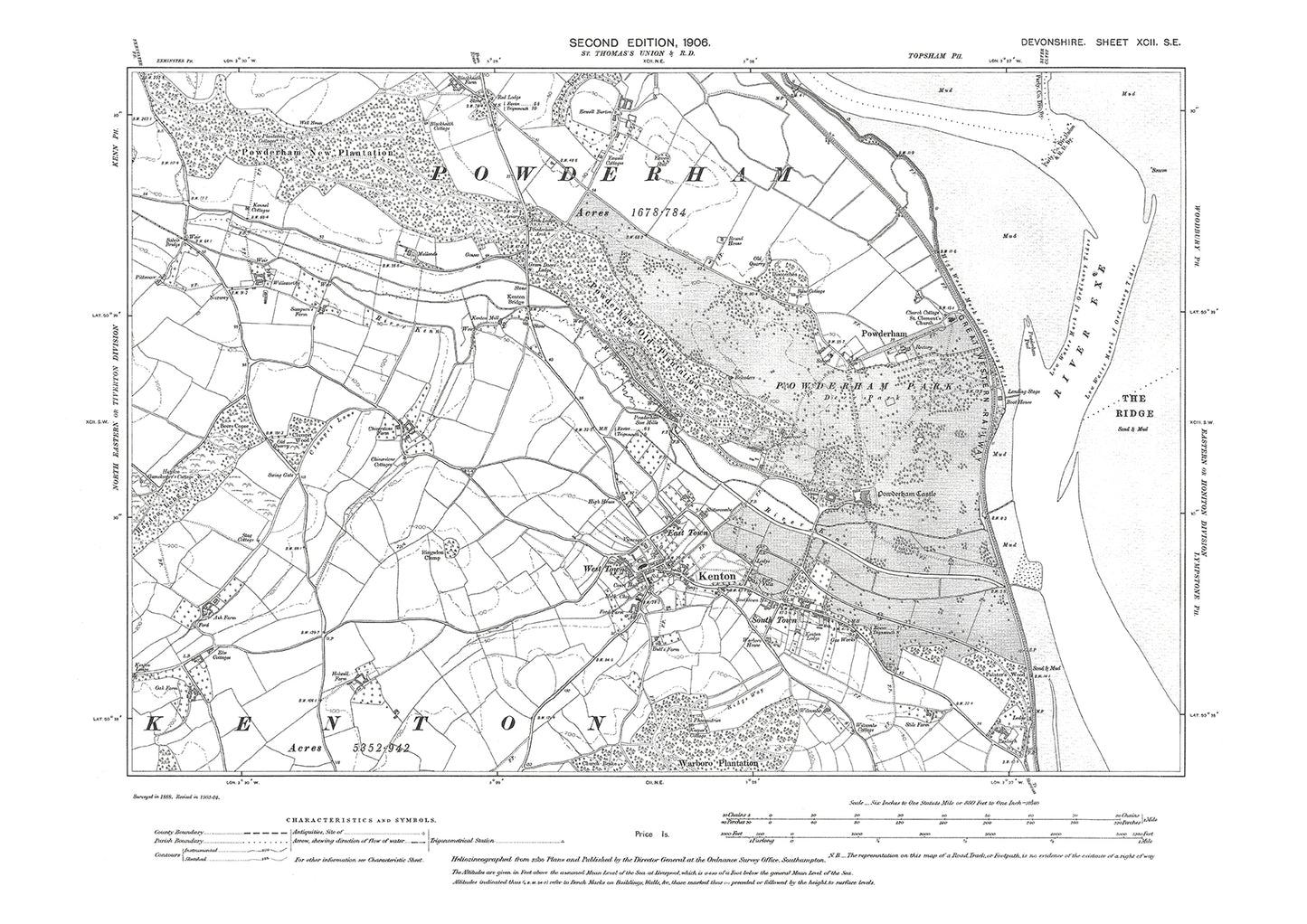 Kenton, Old Map Devon 1906: 92SE